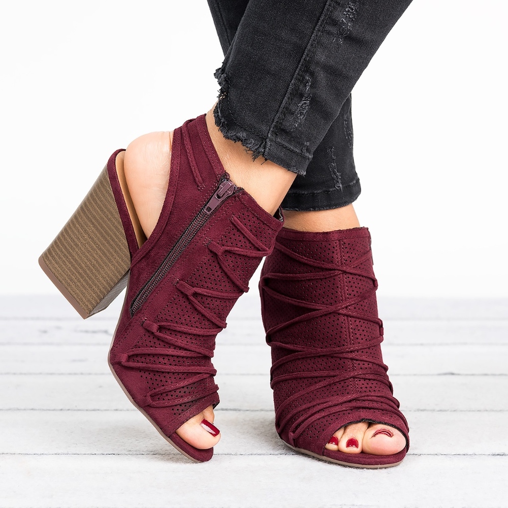 Ruby Peep toe Bootie - Vino - Picture 4 of 5